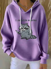 Women's Funny Raccoon Embroidered Hoodie