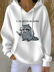 Women's Funny Raccoon Embroidered Hoodie