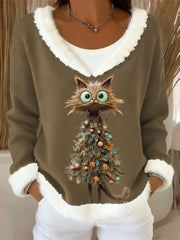 Women's Christmas Tree Animal V-Neck Tops