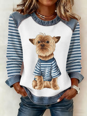 Women's Cute Winter Dog Print Dog Lovers Casual Sweatshirt