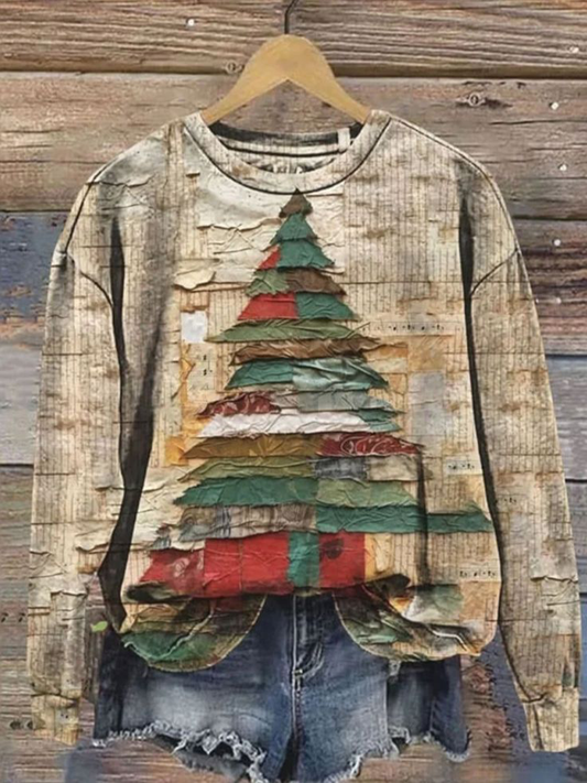 Women's Christmas tree Print Regular Sweatshirt