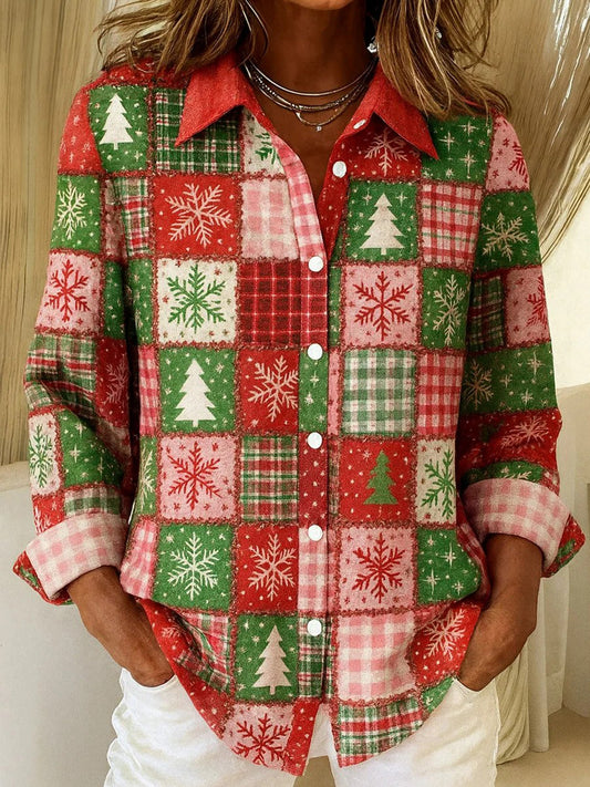 Women's Vintage Christmas Printed Shirt