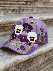 Unisex Casual Purple Gradient Pansy Hat