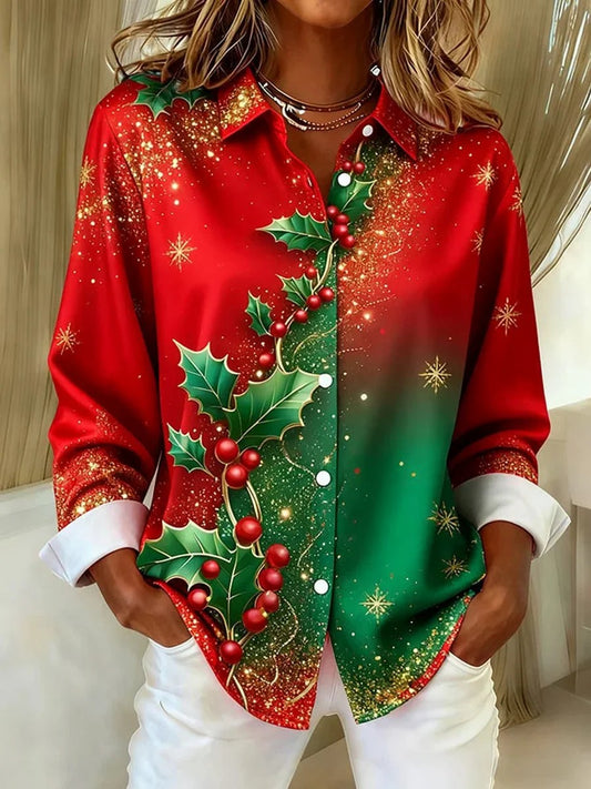 Women's Vintage Christmas Printed Shirt