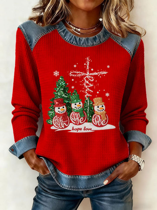 Women's Faith Christmas Snowman Sweatshirt