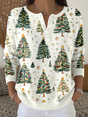 Women's Vintage Christmas Tree Pattern Cozy Knit Sweater