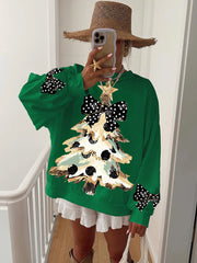 Women's Christmas Tree Print Casual Sweatshirt