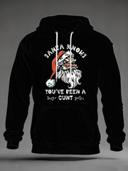 Men's Funny Christmas Santa Claus Print Oversized Drop-Shoulder Hoodie with Pockets