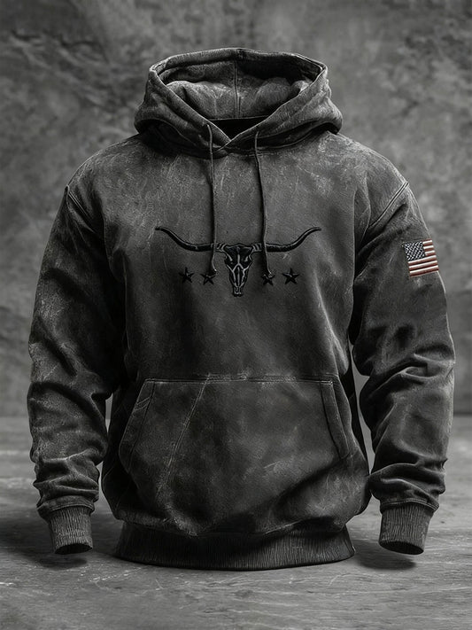 Men's Western Bull Skull Hoodie
