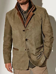 Men's Retro Casual Workwear Patchwork Color Block Jacket