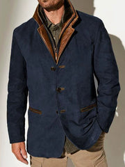 Men's Retro Casual Workwear Patchwork Color Block Jacket