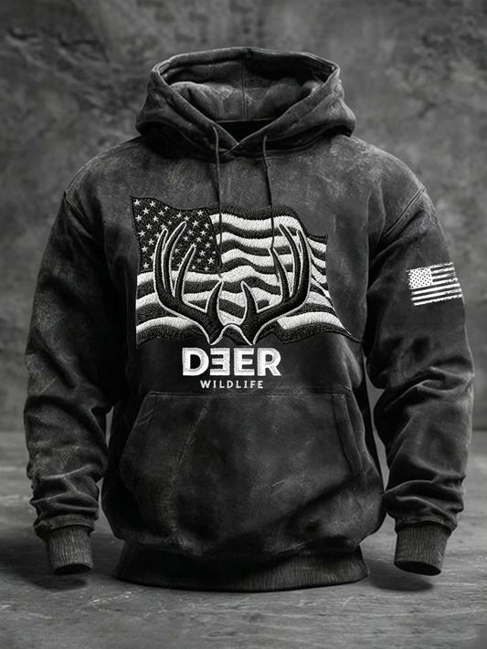 Men's Western Deer Flag Hoodie