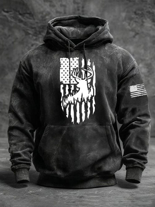 Men's Western Deer Flag Hoodie