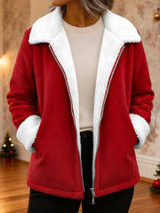 Women's Christmas Inspired Fleece Corduroy Jacket