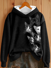 Women's Fun Cats Print Hoodies