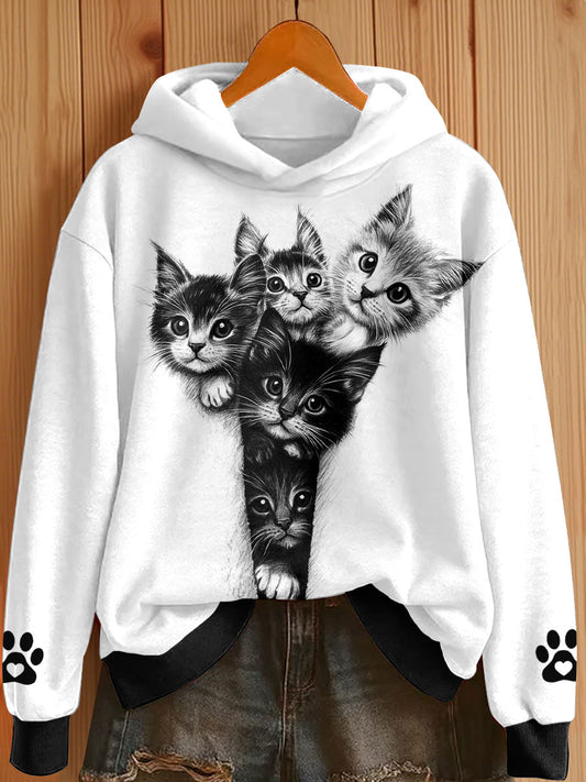 Women's Cats Print Hoodies