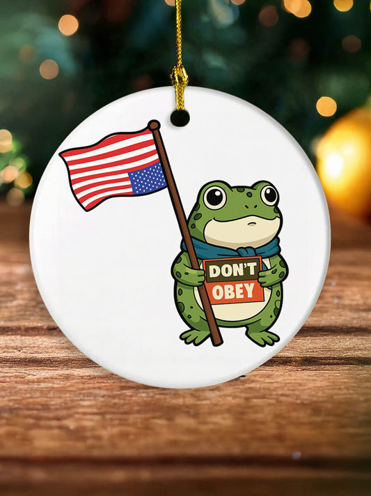 Merry Resistmas Portland Frog Printed Acrylic Decorative Ornament