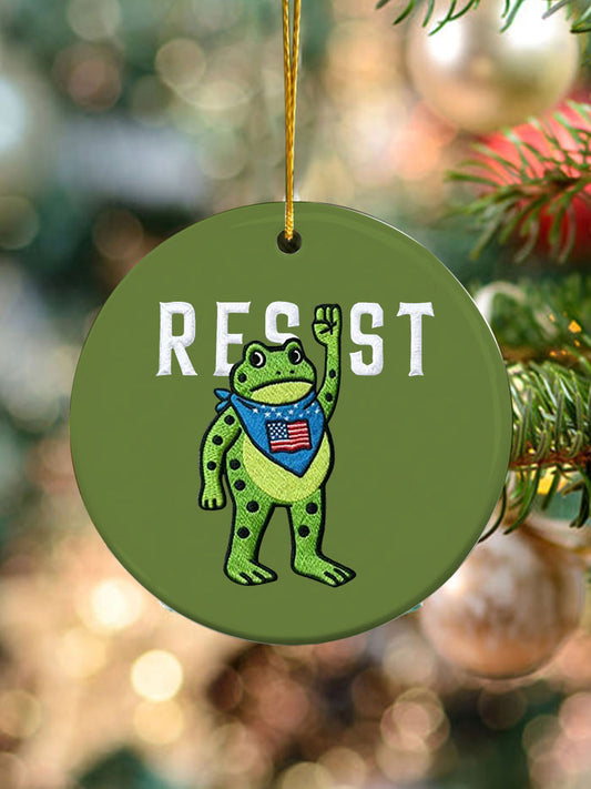 Portland Frog Resist Christmas Tree Ornament