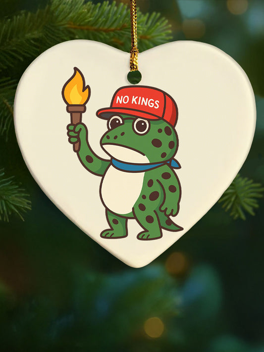 Merry Resistmas Portland Frog Printed Heart Shaped Acrylic Decorative Ornament