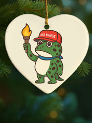 Merry Resistmas Portland Frog Printed Heart Shaped Acrylic Decorative Ornament