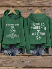 Women's Standing With All Victims Of Hurricane Melissa United Together We Stand Hoodie