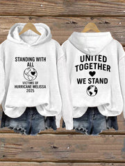 Women's Standing With All Victims Of Hurricane Melissa United Together We Stand Hoodie