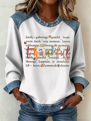 Women's Thanksgiving Pattern Patchwork Art Sweatshirt