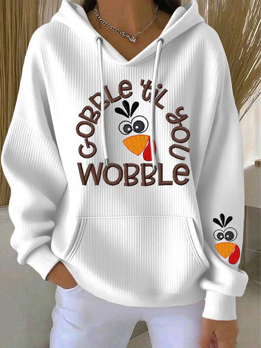 Women's Thanksgiving Print Casual Hoodie