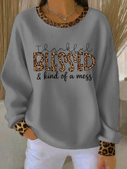 Women's Casual Thanksgiving Thankful, Blessed & kind of a mess Sweatshirt