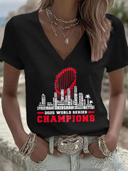 Women's Baseball Lover Champion Printed T-shirt