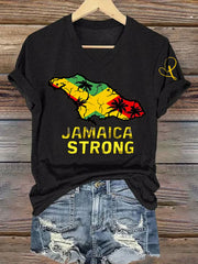 Women's Jamaica Strong Cross Reggae V-Neck Tee