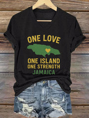 Women's Hurricane Melissa One Love One Island One Strength Jamaica V-Neck Tee