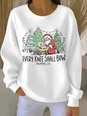 Women's Christian Nativity Ribbed Round-Neck Sweatshirt