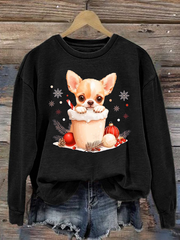 Women's Christmas Chihuahua polyester sweatshirt