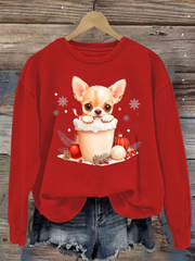 Women's Christmas Chihuahua polyester sweatshirt