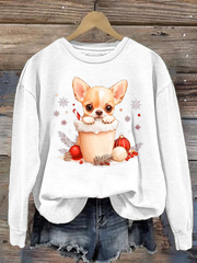 Women's Christmas Chihuahua polyester sweatshirt