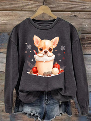 Women's Christmas Chihuahua polyester sweatshirt
