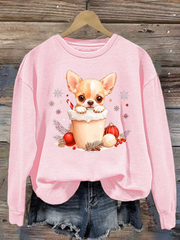 Women's Christmas Chihuahua polyester sweatshirt