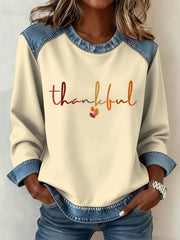 Women's Thanksgiving Pattern Patchwork Art Sweatshirt
