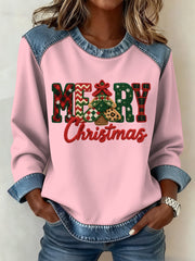Women's Christmas Pattern Patchwork Art Sweatshirt