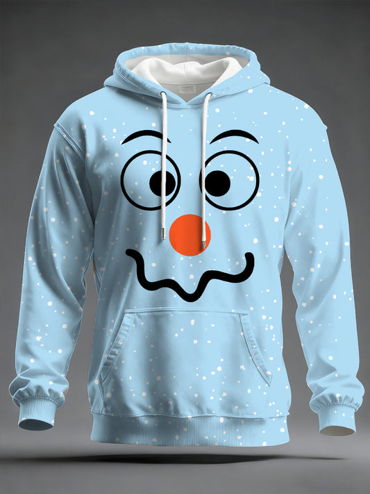 Men's Christmas Snowman Print Casual Hoodie