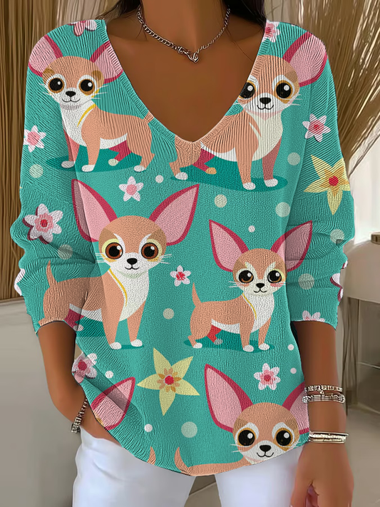 Women's Chihuahua Print Top