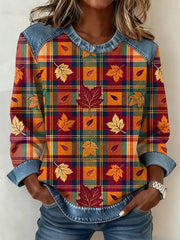 Women's Thanksgiving Pattern Patchwork Art Sweatshirt