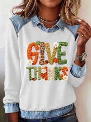 Women's Thanksgiving Print  Regular Sweatshirt