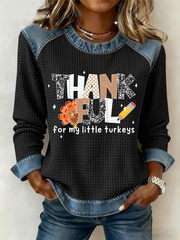 Women's Thankful For My Little Turkeys Print Top
