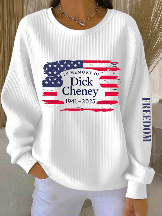 Women's Freedom Dick Cheney: Lead, Fallow Or Get Out Of The Way Ribbed Round-Neck Sweatshirt