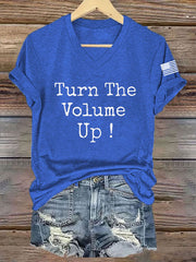 Women's Turn the Volume Up Printed V-neck T-shirt