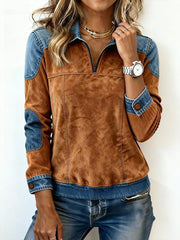 Women's Vintage Patchwork Design Sweatshirt