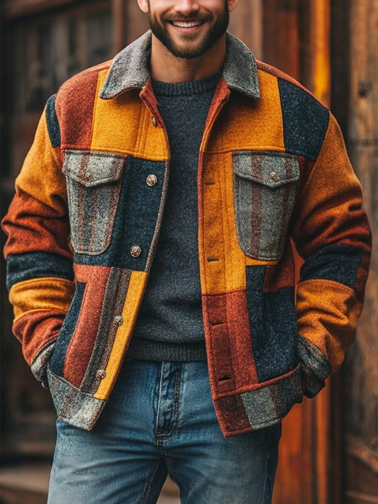 Men's Casual Checkered Jacket