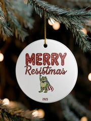Merry Resistmas Portland Frog Printed Acrylic Decorative Ornament